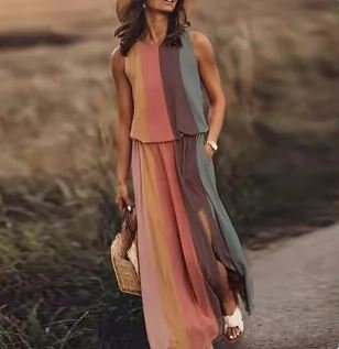 Isolde | Women's Sleeveless Floral Print Summer Dress with Side Slit