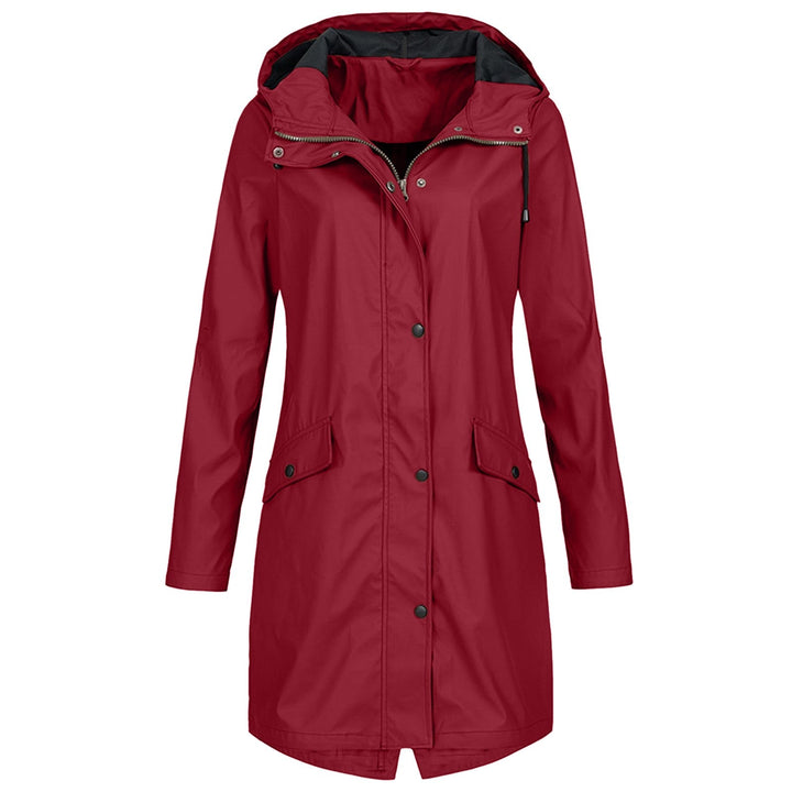 Adelheid | Women's Mid-Length Hooded Waterproof Coat – Drawstring Hood Design