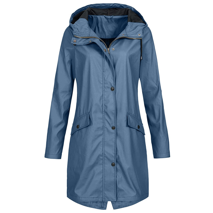 Adelheid | Women's Mid-Length Hooded Waterproof Coat – Drawstring Hood Design