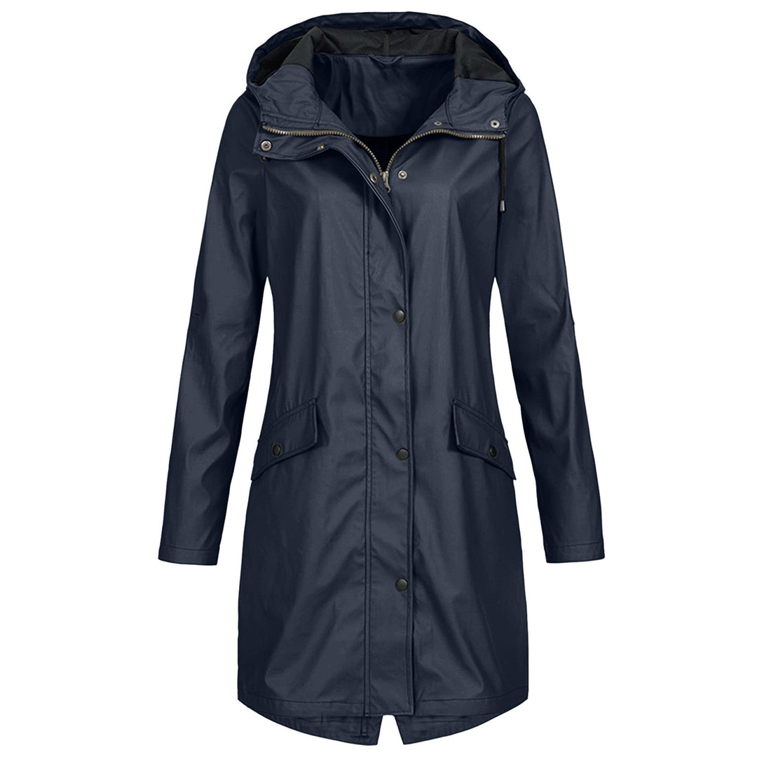 Adelheid | Women's Mid-Length Hooded Waterproof Coat – Drawstring Hood Design