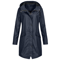 Adelheid | Women's Mid-Length Hooded Waterproof Coat – Drawstring Hood Design