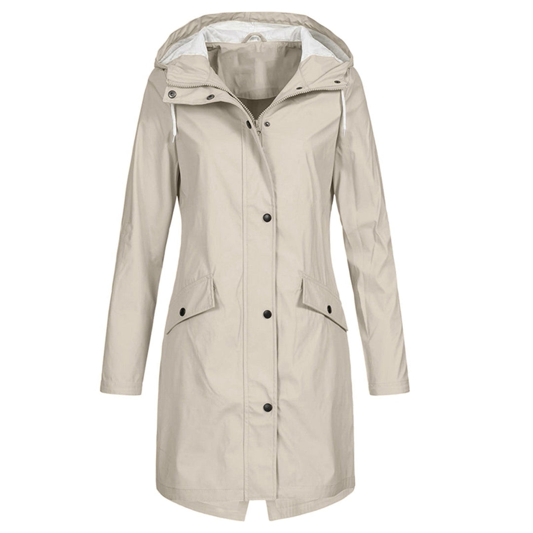 Adelheid | Women's Mid-Length Hooded Waterproof Coat – Drawstring Hood Design