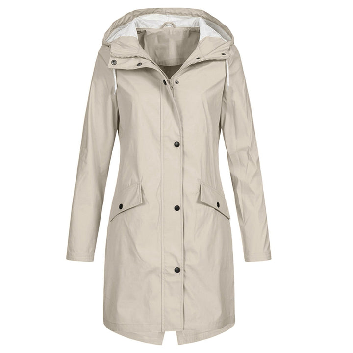 Adelheid | Women's Mid-Length Hooded Waterproof Coat – Drawstring Hood Design