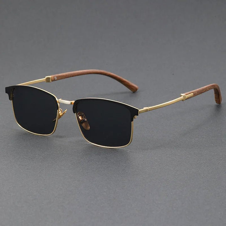 Sullivan | Women's Square Sunglasses with Wood-Grain Temple Detail