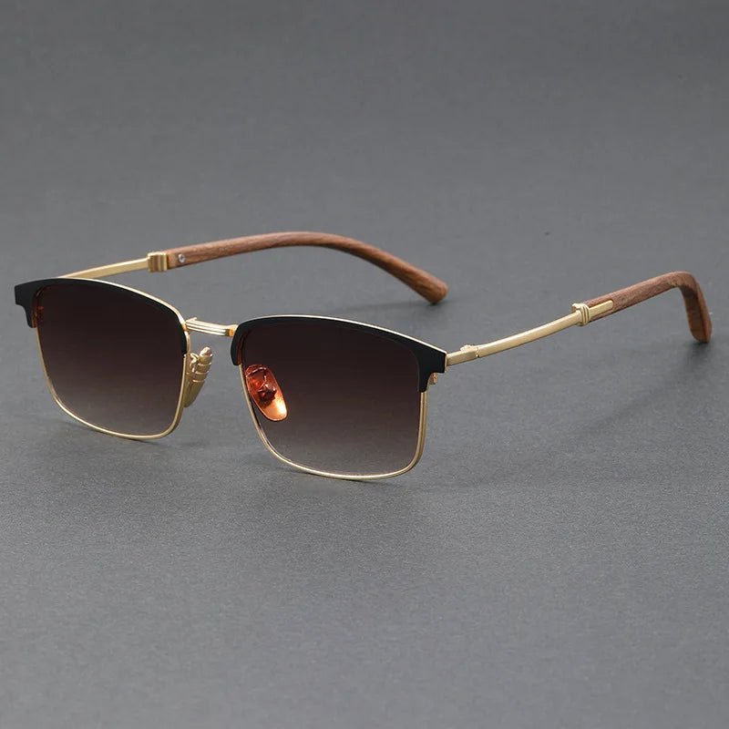 Sullivan | Women's Square Sunglasses with Wood-Grain Temple Detail