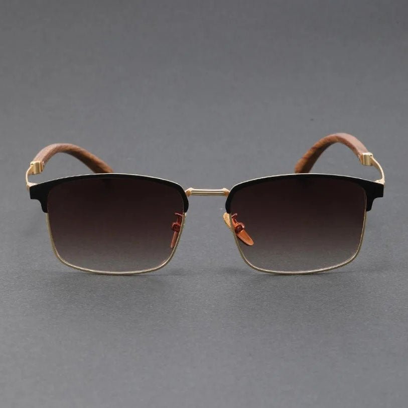 Sullivan | Women's Square Sunglasses with Wood-Grain Temple Detail