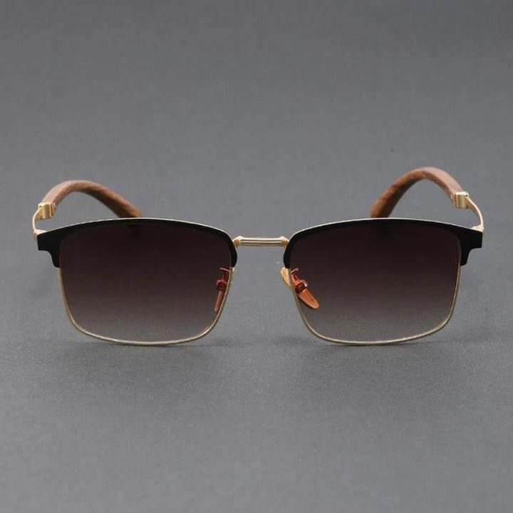 Sullivan | Women's Square Sunglasses with Wood-Grain Temple Detail