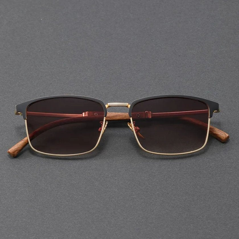 Sullivan | Women's Square Sunglasses with Wood-Grain Temple Detail