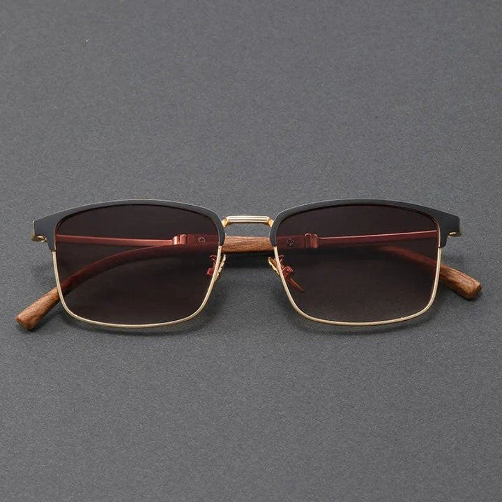 Sullivan | Women's Square Sunglasses with Wood-Grain Temple Detail