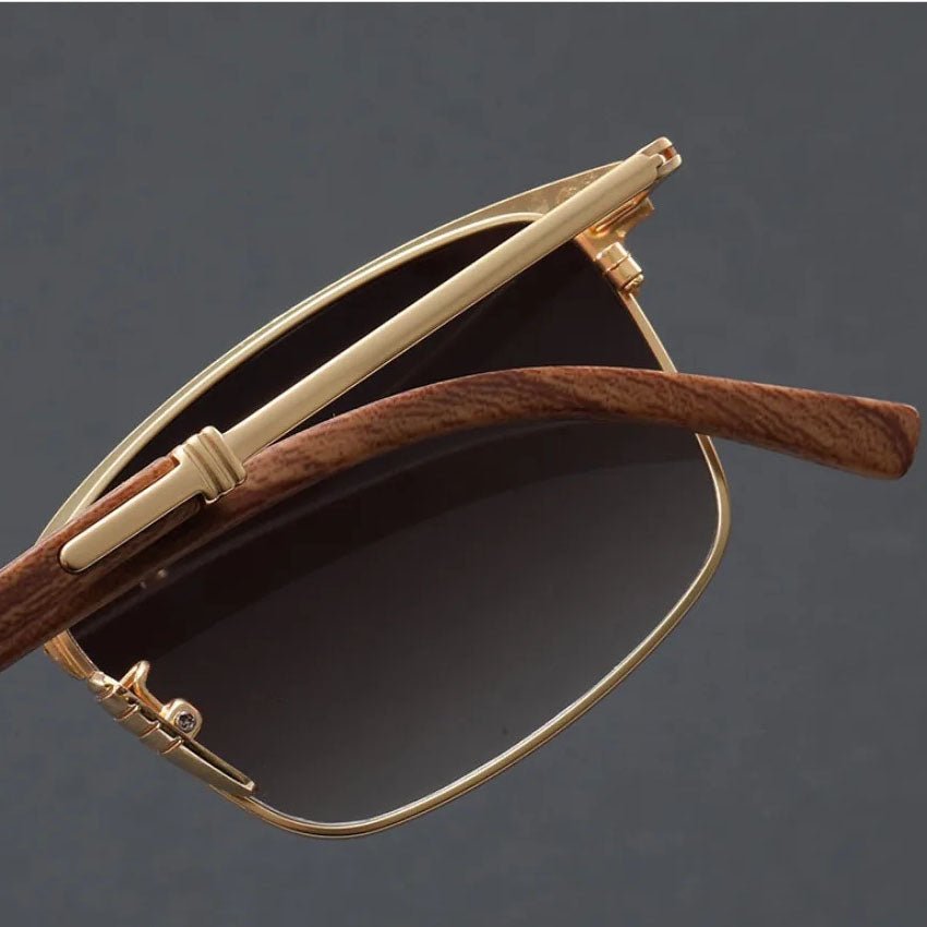 Sullivan | Women's Square Sunglasses with Wood-Grain Temple Detail
