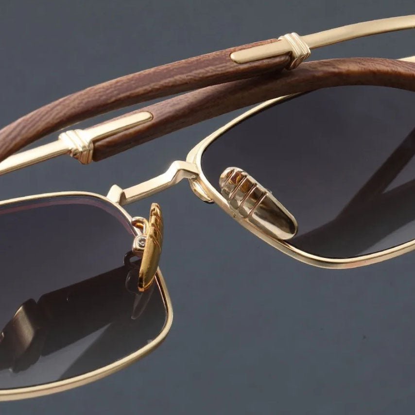 Sullivan | Women's Square Sunglasses with Wood-Grain Temple Detail