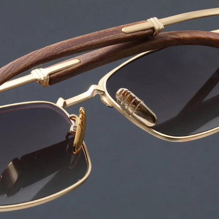 Sullivan | Women's Square Sunglasses with Wood-Grain Temple Detail