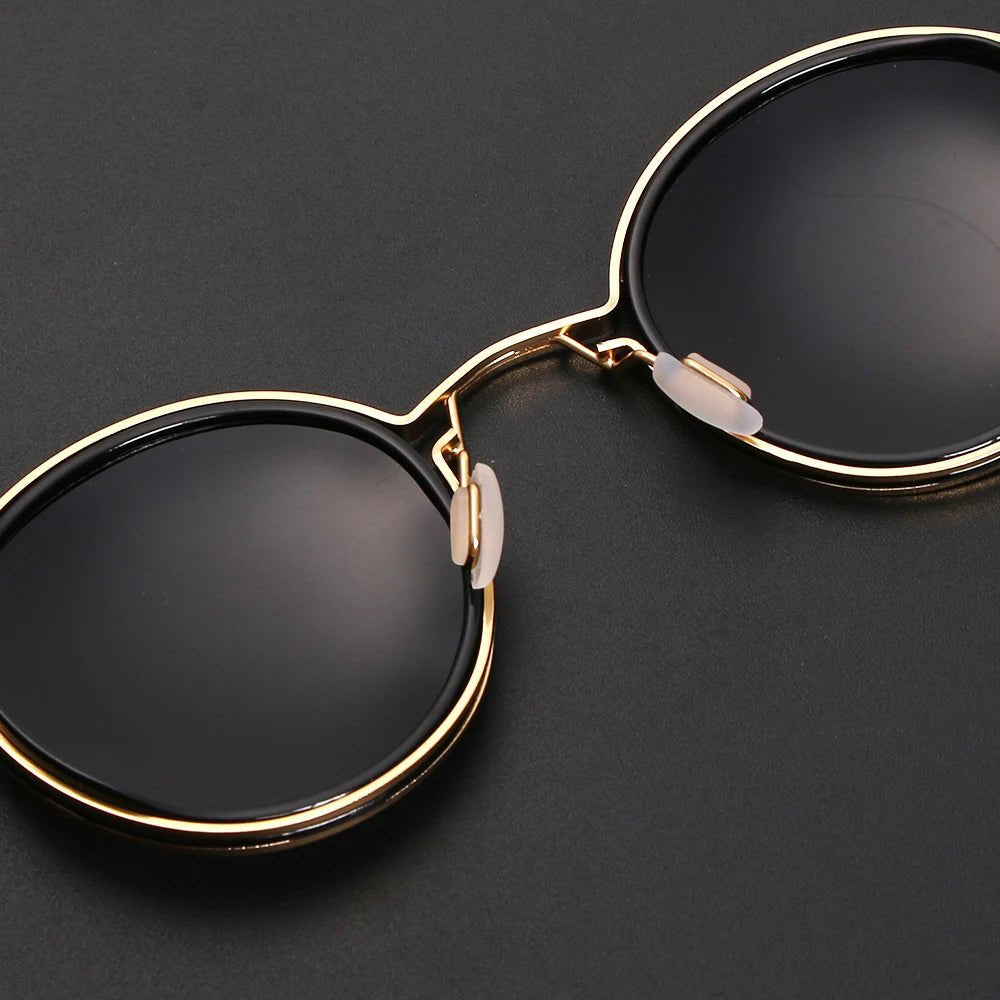 Callahan | Women's Round Sunglasses with Vintage Metal Frame Detail