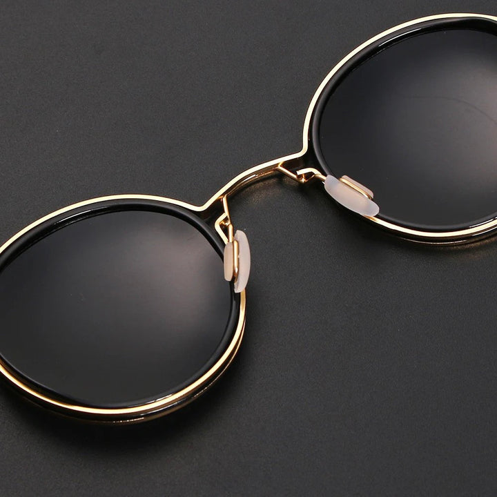 Callahan | Women's Round Sunglasses with Vintage Metal Frame Detail