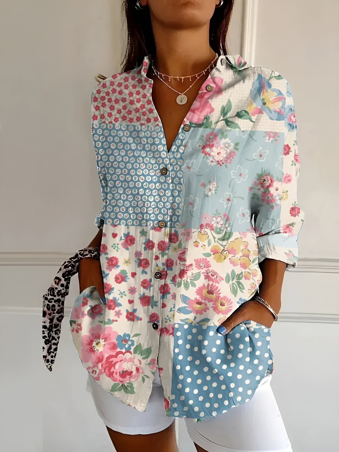 Willow | Delicate Floral Vine Print Tunic Blouse