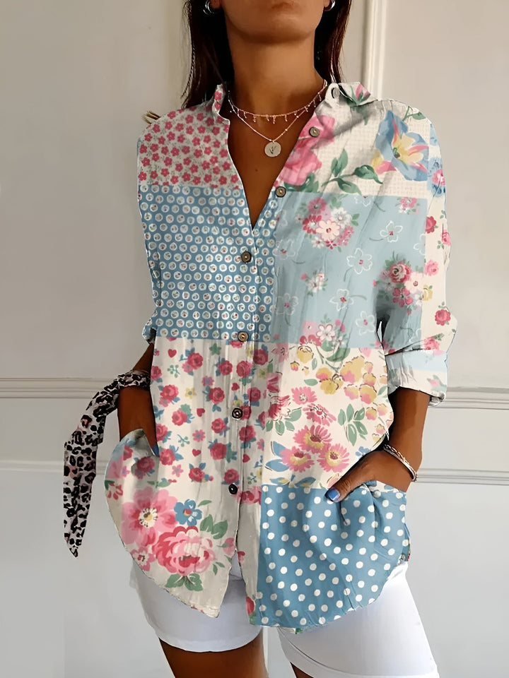 Willow | Delicate Floral Vine Print Tunic Blouse