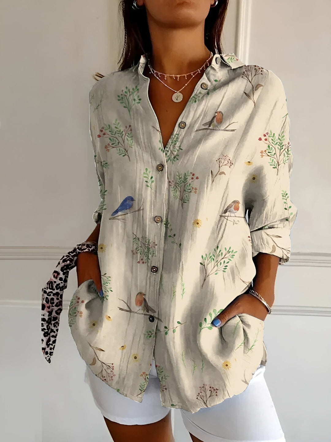 Willow | Delicate Floral Vine Print Tunic Blouse