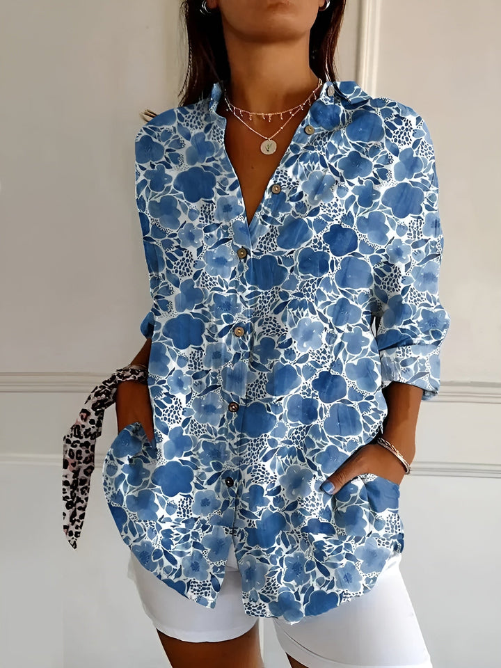 Willow | Delicate Floral Vine Print Tunic Blouse