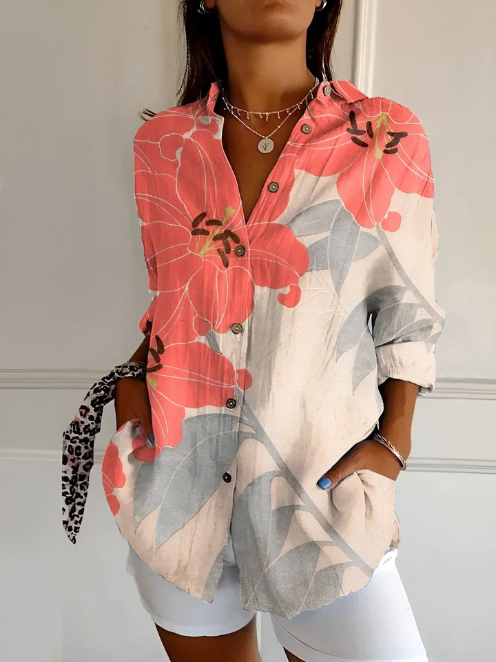 Willow | Delicate Floral Vine Print Tunic Blouse