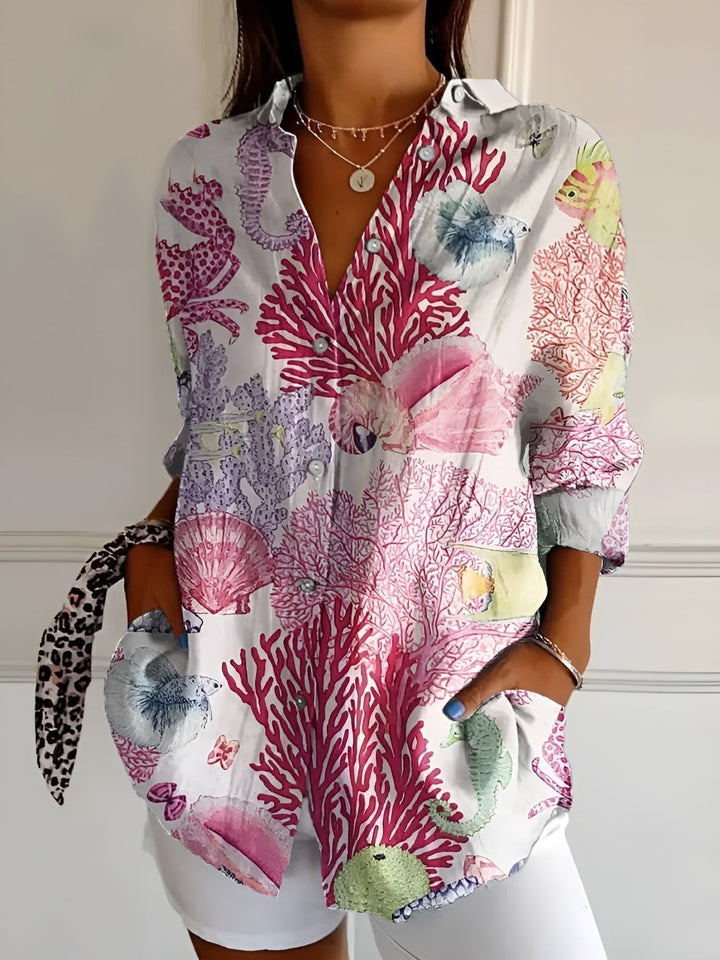 Willow | Delicate Floral Vine Print Tunic Blouse
