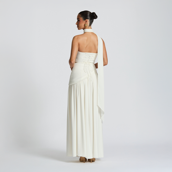 Odessa | Women's Strapless Maxi Dress with High Slit Detail