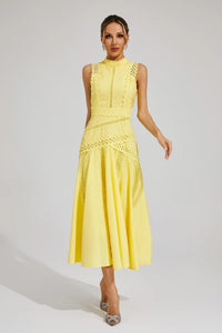 Constance | Women's High Neck Lace Trim Summer Dress with Cutwork