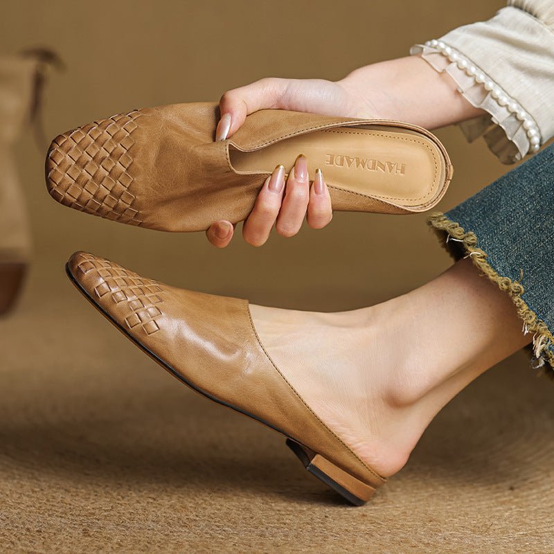 Willa | Woven Toe Handmade Slip-On Orthopedic Flats in Leather