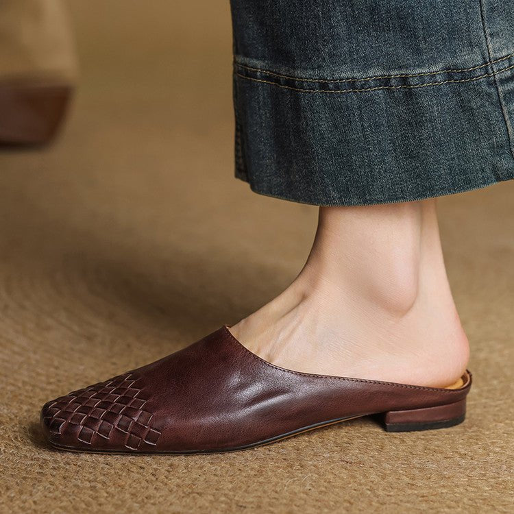 Willa | Woven Toe Handmade Slip-On Orthopedic Flats in Leather