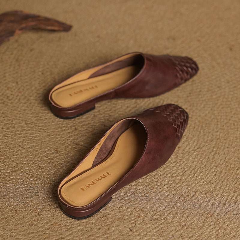 Willa | Woven Toe Handmade Slip-On Orthopedic Flats in Leather