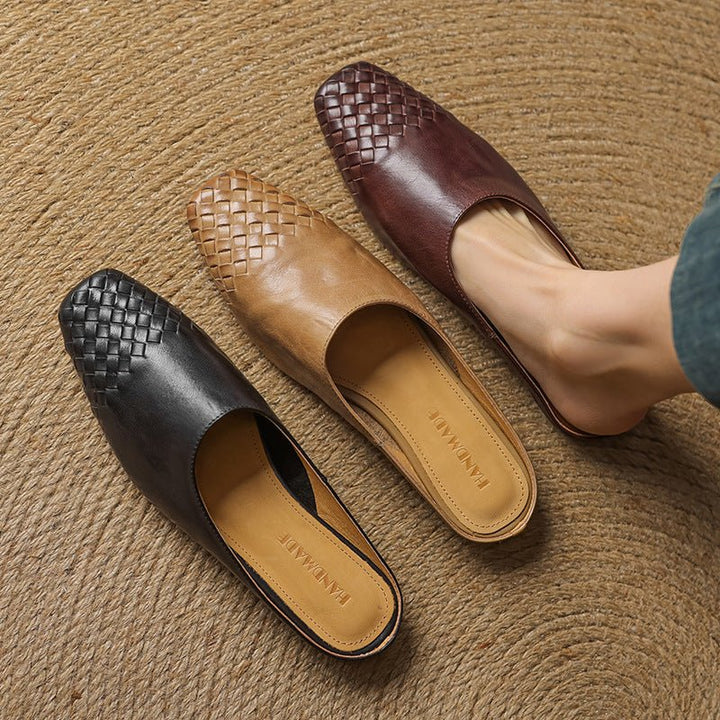 Willa | Woven Toe Handmade Slip-On Orthopedic Flats in Leather