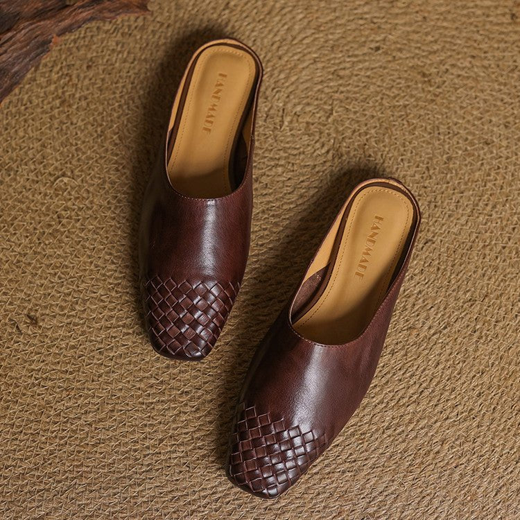 Willa | Woven Toe Handmade Slip-On Orthopedic Flats in Leather