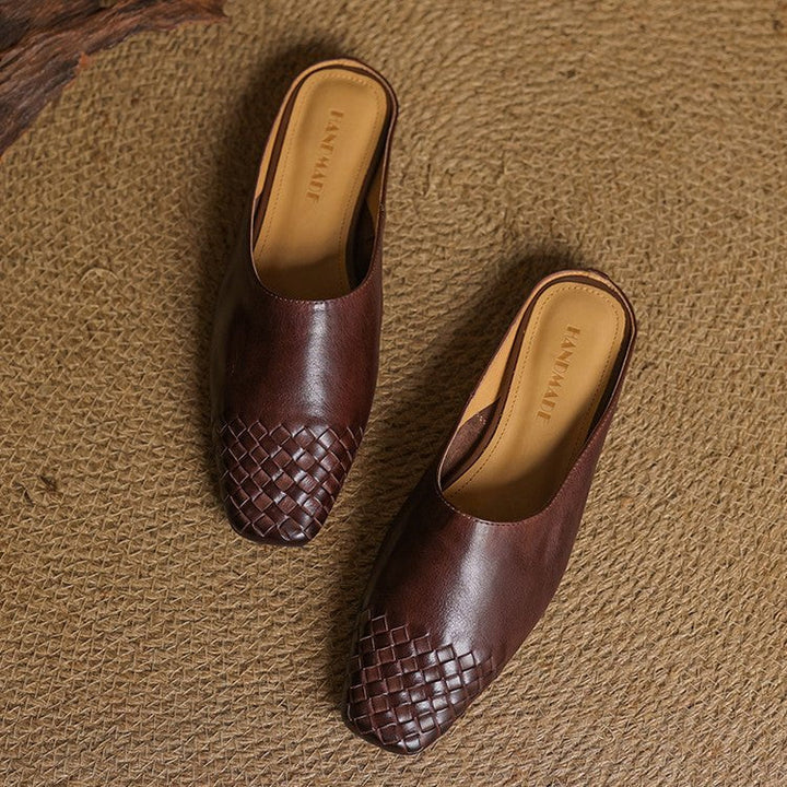 Willa | Woven Toe Handmade Slip-On Orthopedic Flats in Leather