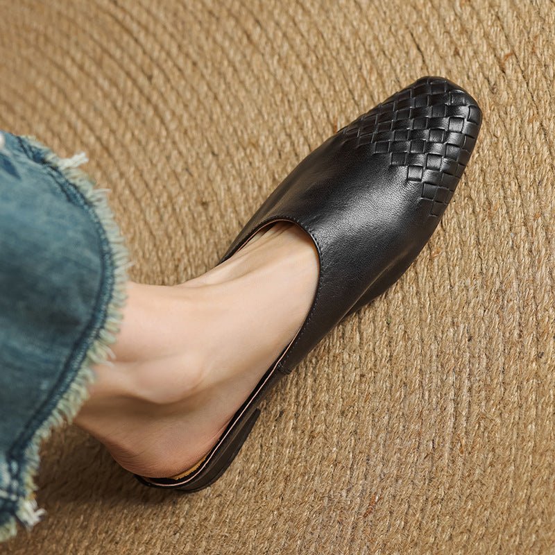 Willa | Woven Toe Handmade Slip-On Orthopedic Flats in Leather