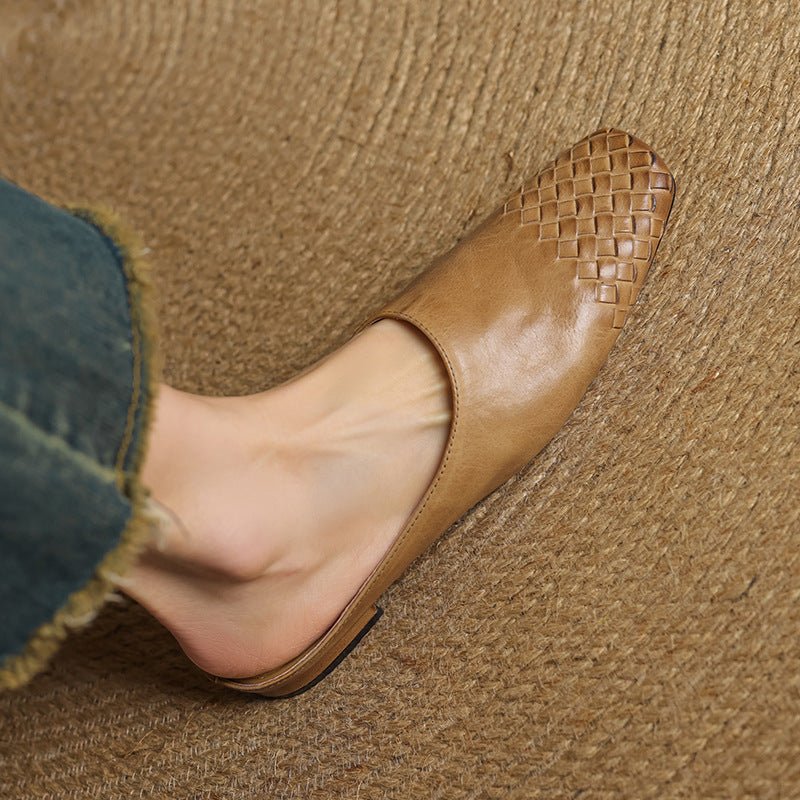 Willa | Woven Toe Handmade Slip-On Orthopedic Flats in Leather