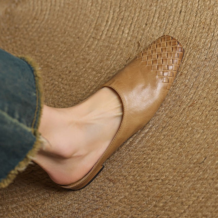 Willa | Woven Toe Handmade Slip-On Orthopedic Flats in Leather