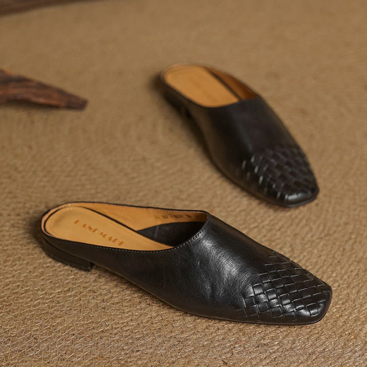 Willa | Woven Toe Handmade Slip-On Orthopedic Flats in Leather