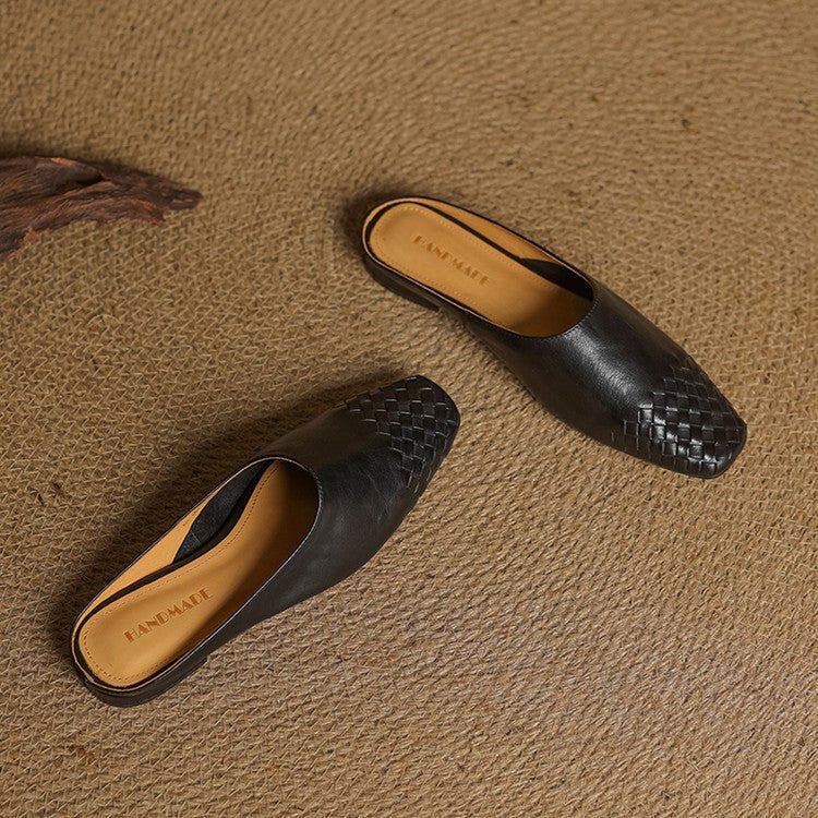 Willa | Woven Toe Handmade Slip-On Orthopedic Flats in Leather