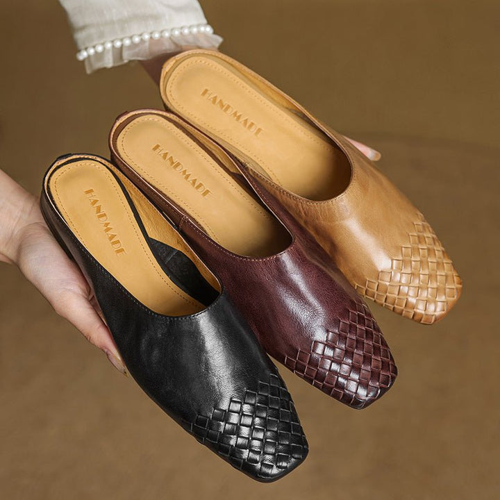 Willa | Woven Toe Handmade Slip-On Orthopedic Flats in Leather