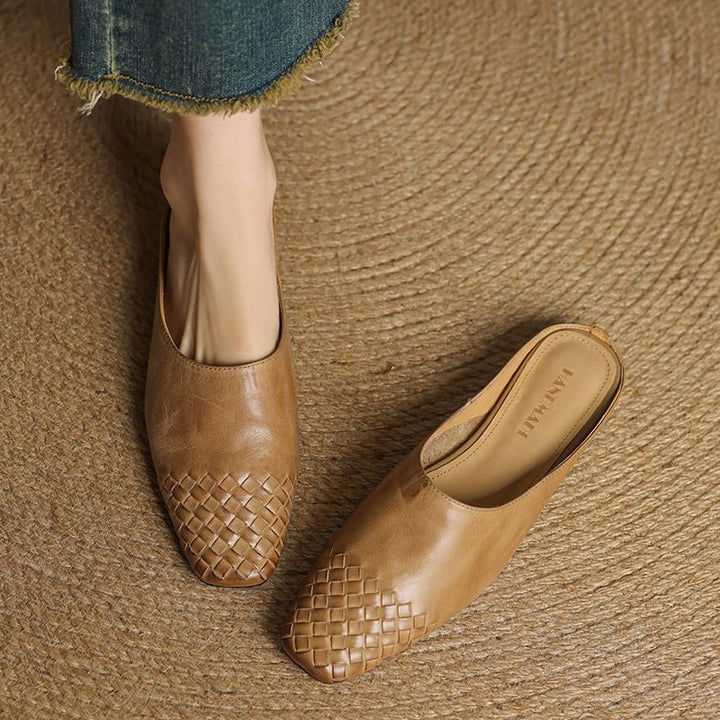 Willa | Woven Toe Handmade Slip-On Orthopedic Flats in Leather