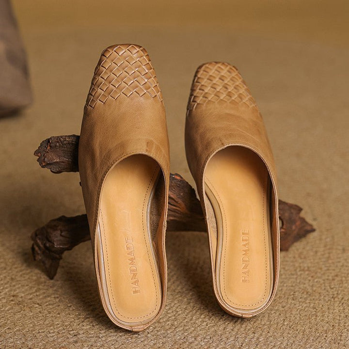 Willa | Woven Toe Handmade Slip-On Orthopedic Flats in Leather