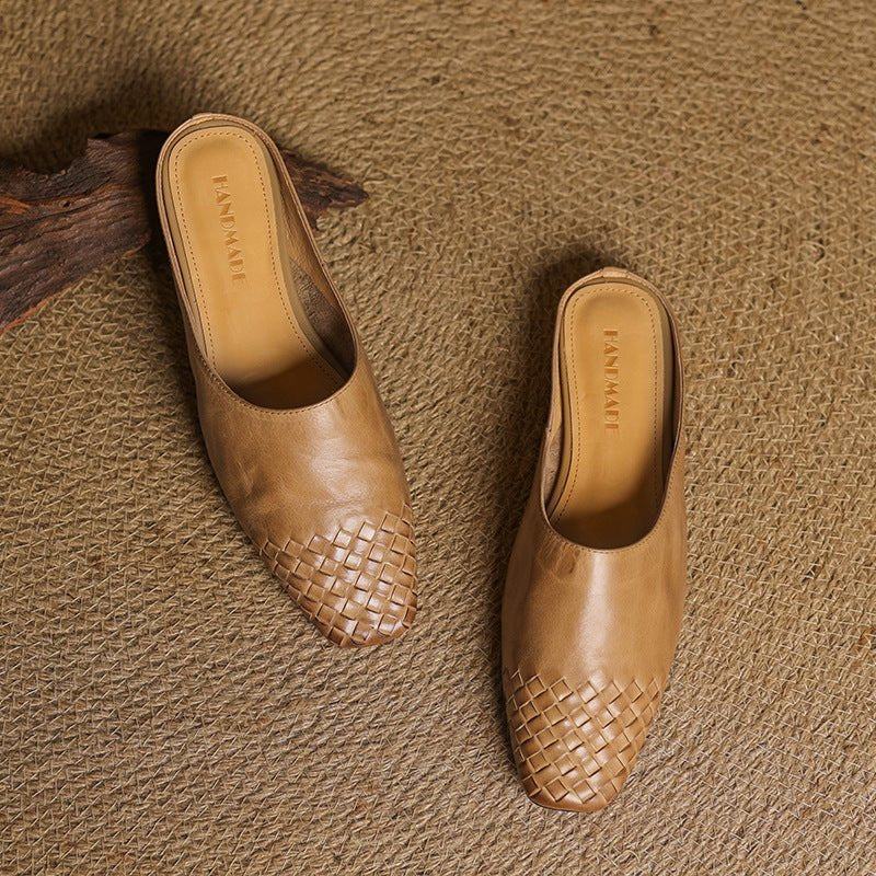 Willa | Woven Toe Handmade Slip-On Orthopedic Flats in Leather
