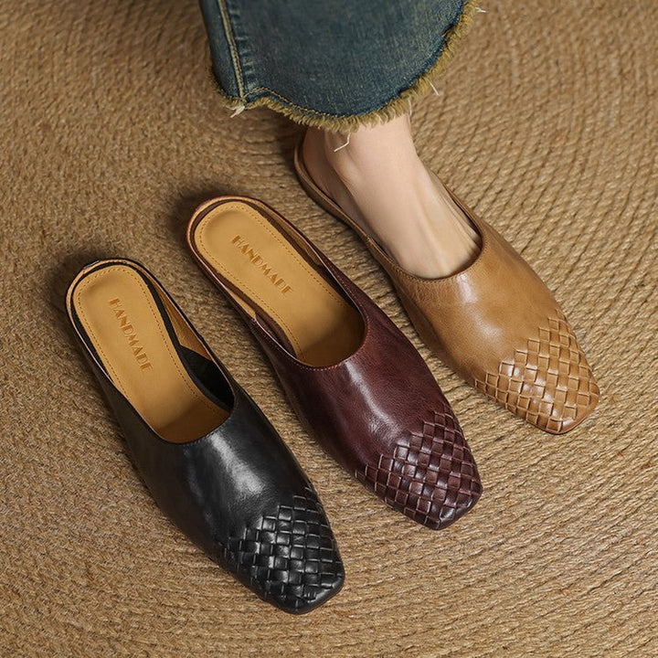 Willa | Woven Toe Handmade Slip-On Orthopedic Flats in Leather