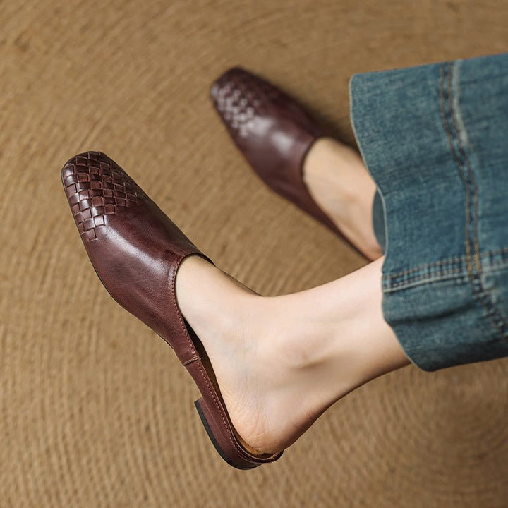 Willa | Woven Toe Handmade Slip-On Orthopedic Flats in Leather