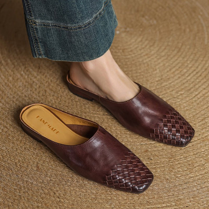 Willa | Woven Toe Handmade Slip-On Orthopedic Flats in Leather
