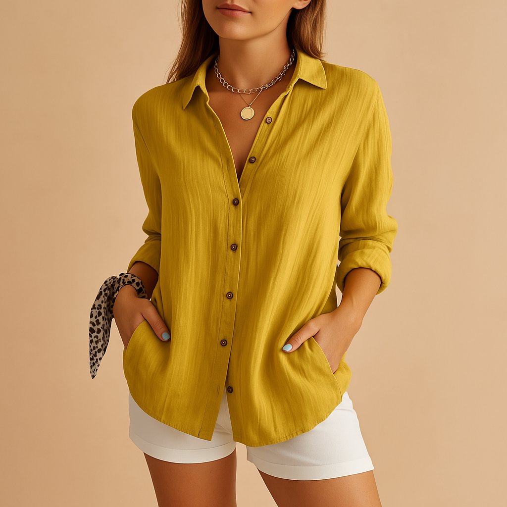 Vivienne | Relaxed Button-Down Collared Linen Blouse