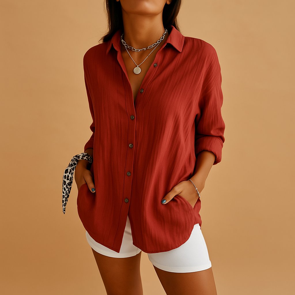 Vivienne | Relaxed Button-Down Collared Linen Blouse