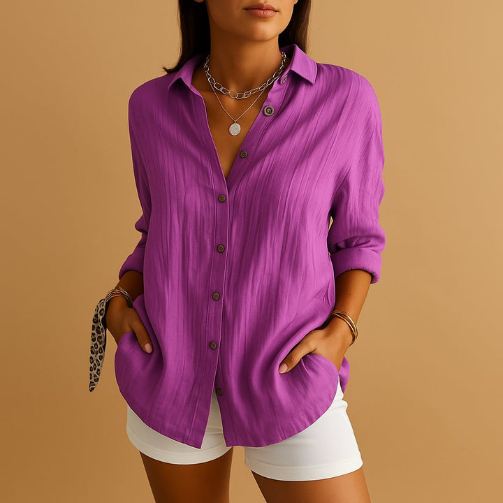 Vivienne | Relaxed Button-Down Collared Linen Blouse