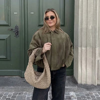 Elodie | Women's Bomber Jacket – Oversized Cropped Style
