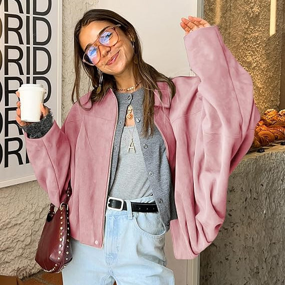 Elodie | Women's Bomber Jacket – Oversized Cropped Style