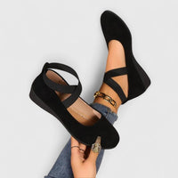 Esme | Cross Strap Elastic Mary Jane Flats
